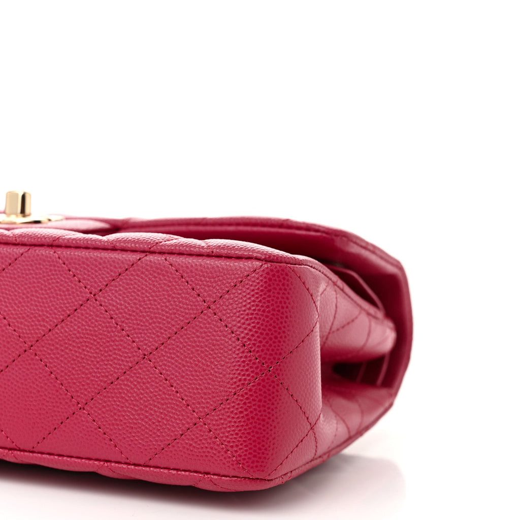 Caviar Quilted Small Double Flap Fuchsia