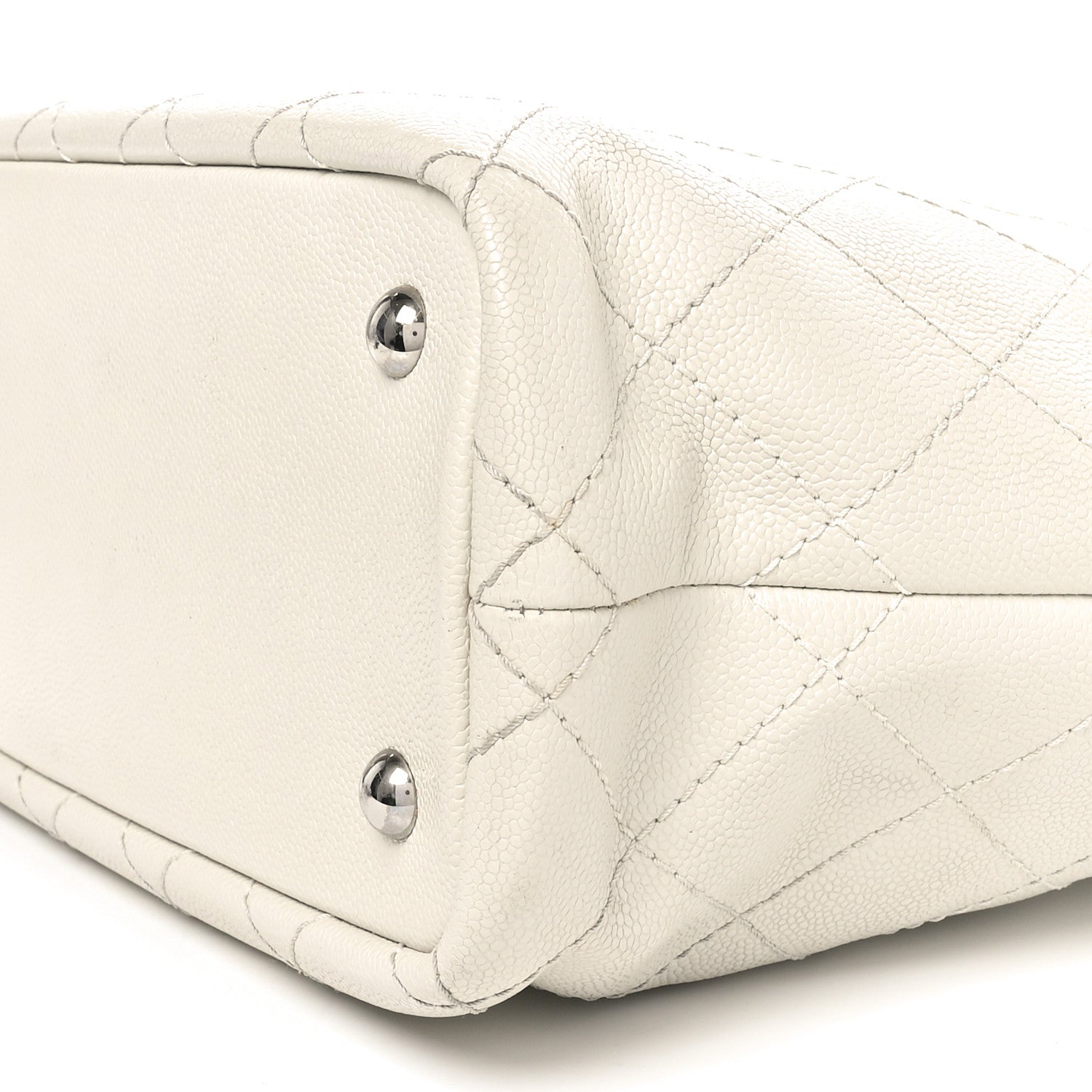 Grained Calfskin Shopping Fever Tote White