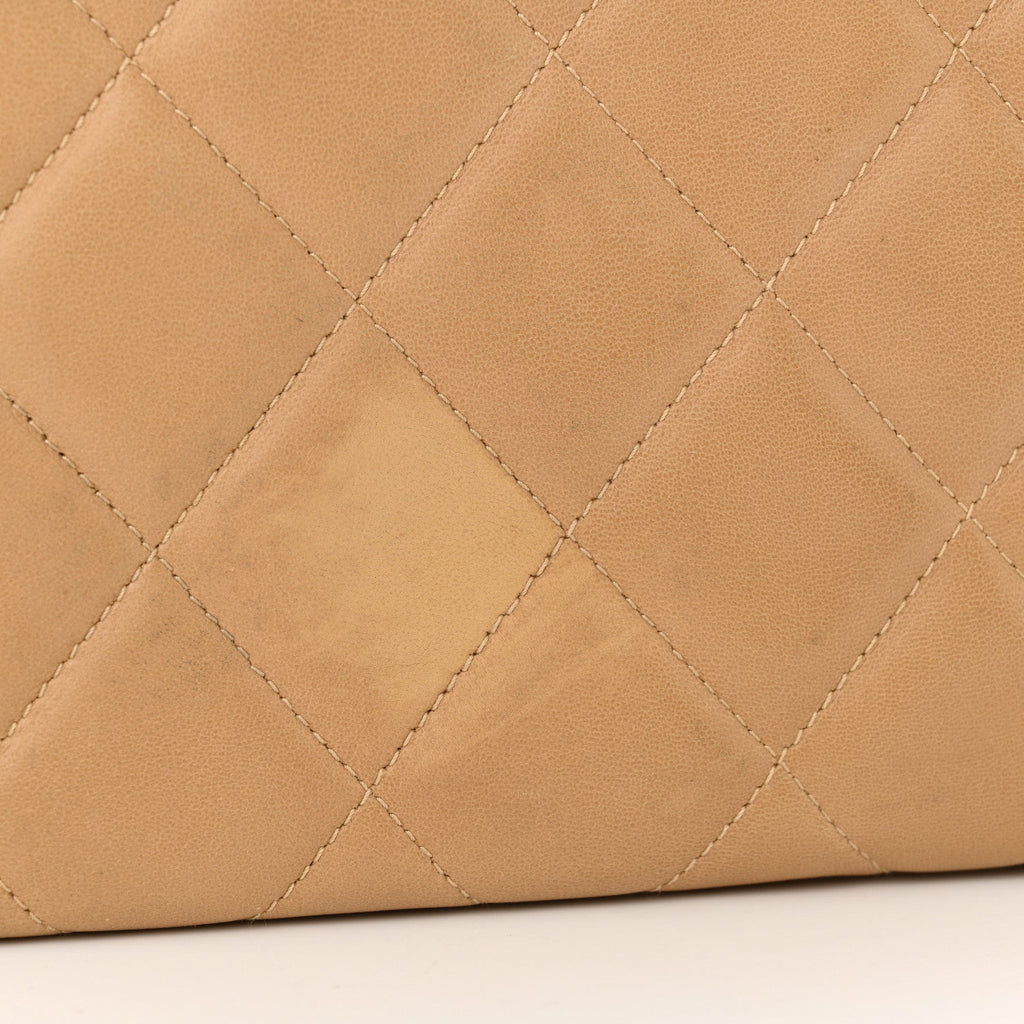 Lambskin Quilted Diamond CC Bekko Chain Shoulder Bag Beige