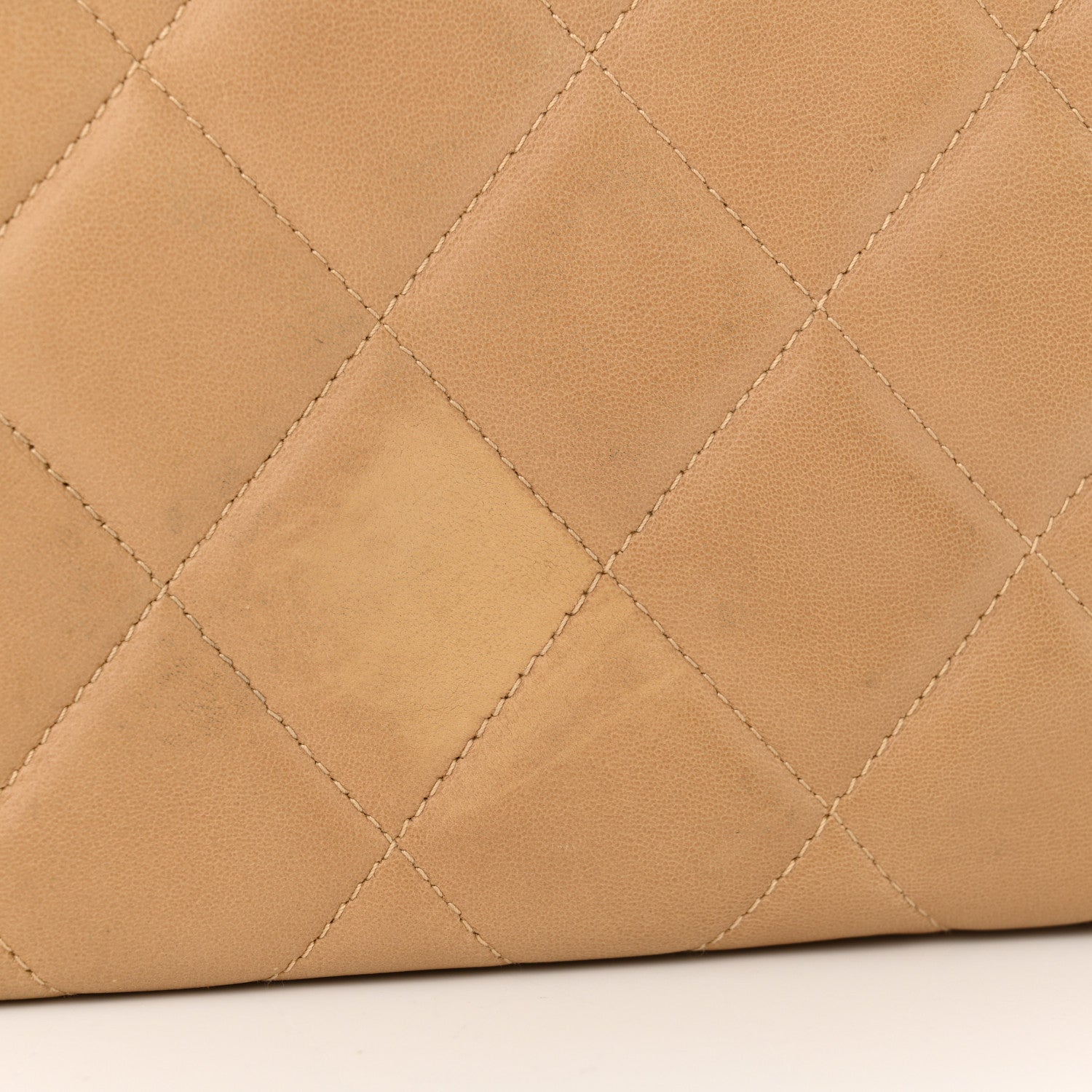 Lambskin Quilted Diamond CC Bekko Chain Shoulder Bag Beige