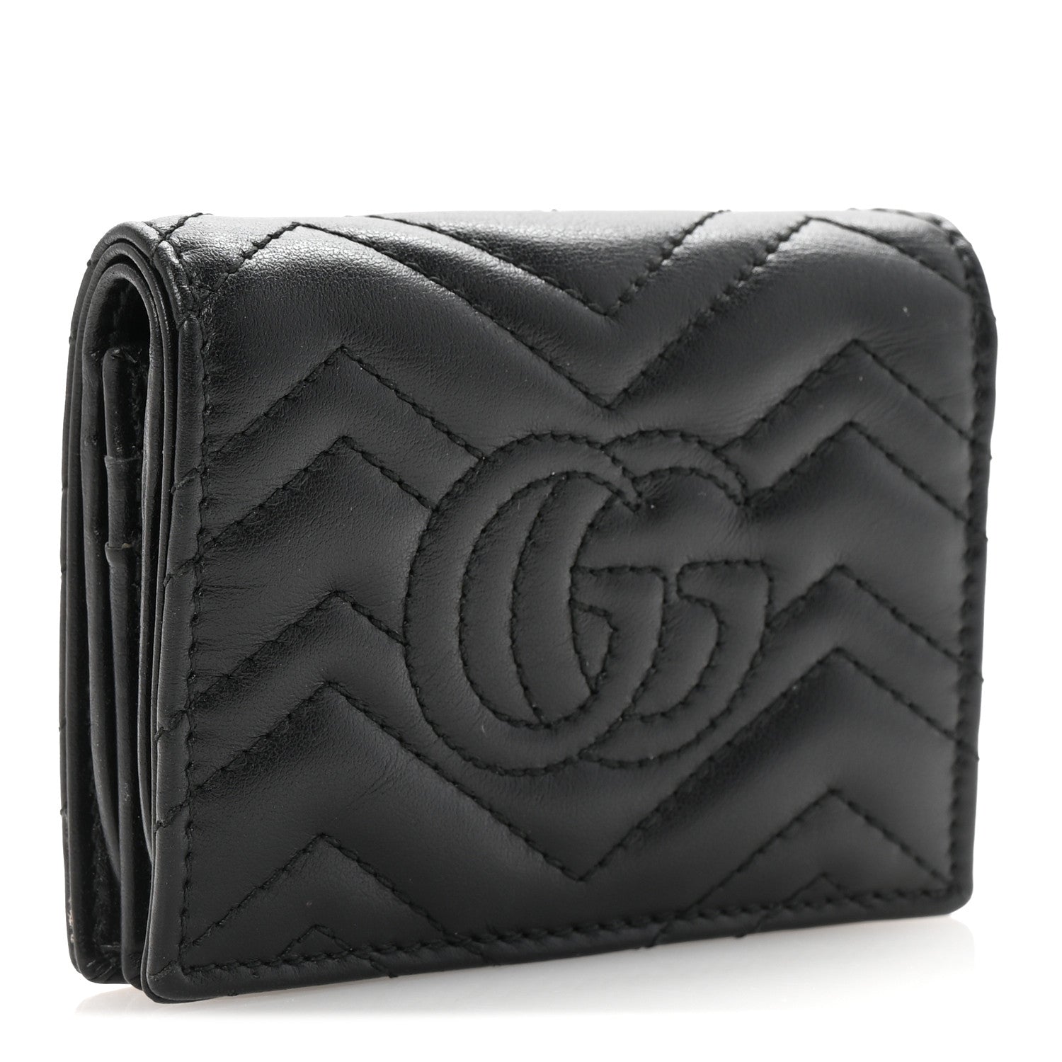 Calfskin Matelasse GG Marmont  Case Wallet Black