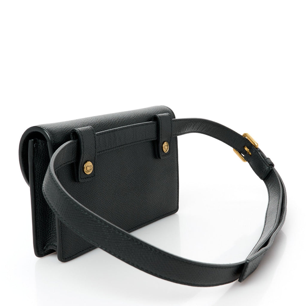 Grained Calfskin Saddle Belt Bag Black