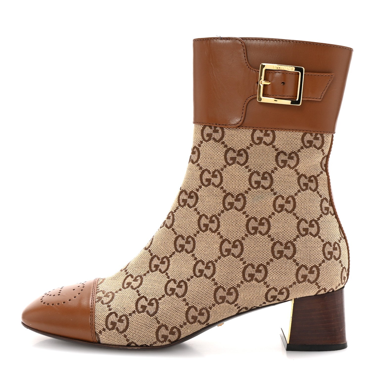 Monogram Cordovan Lux GG Ankle Boots 36.5 Beige Cuir