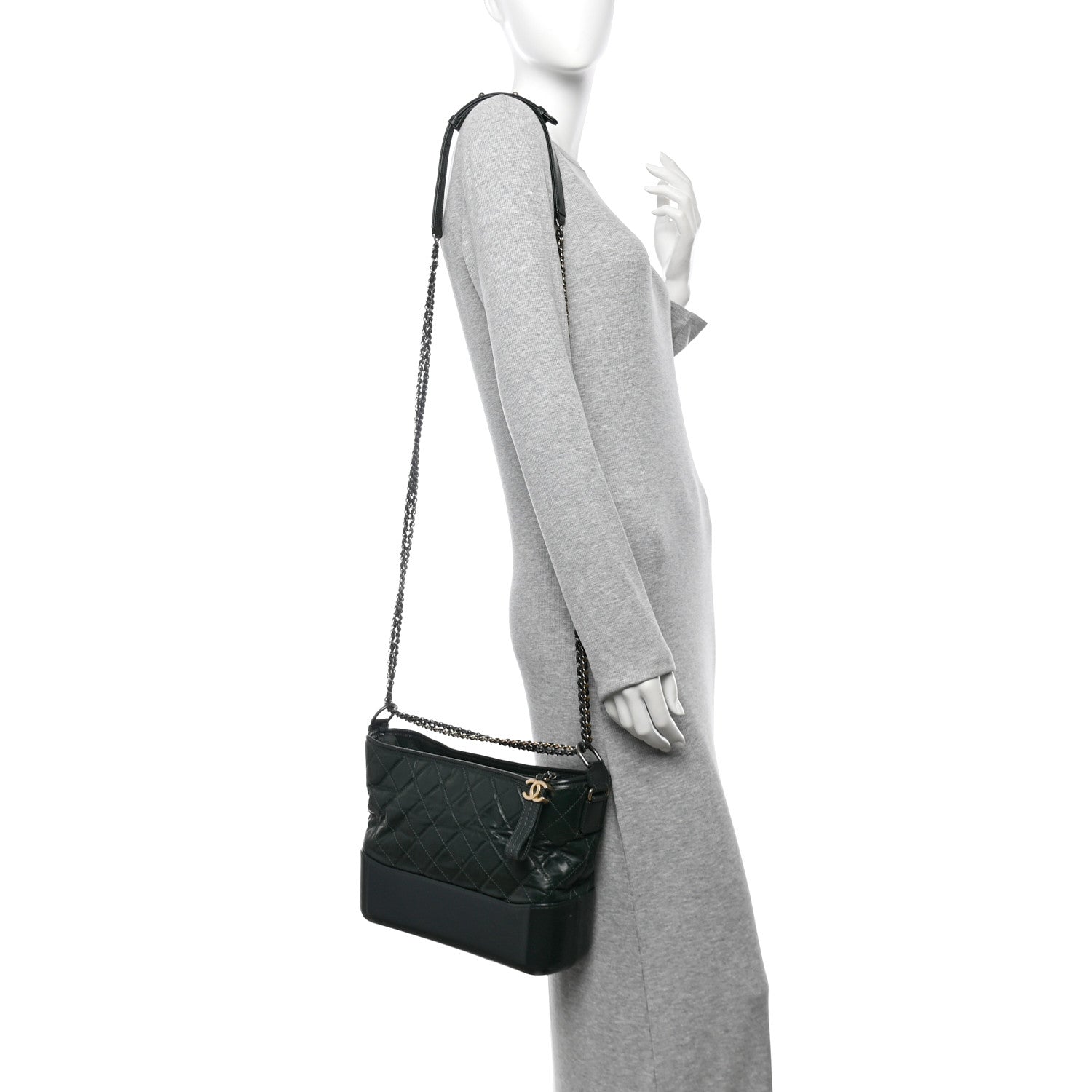 Aged Calfskin Quilted Medium Gabrielle Hobo Green