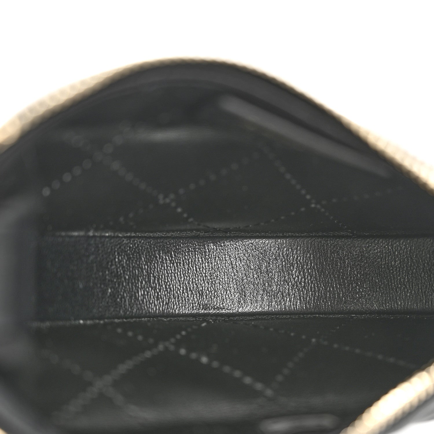 Shiny Crumpled Lambskin Quilted Chain Around Mini Pouch Black