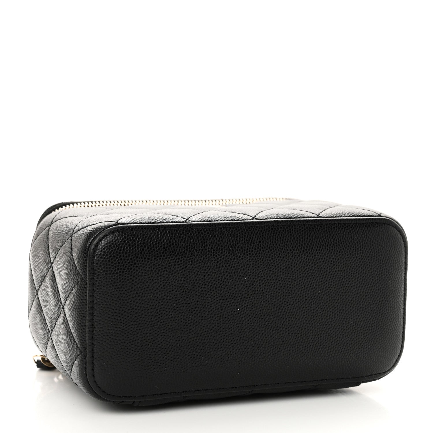 Caviar Quilted Small Vanity Case With Chain Black