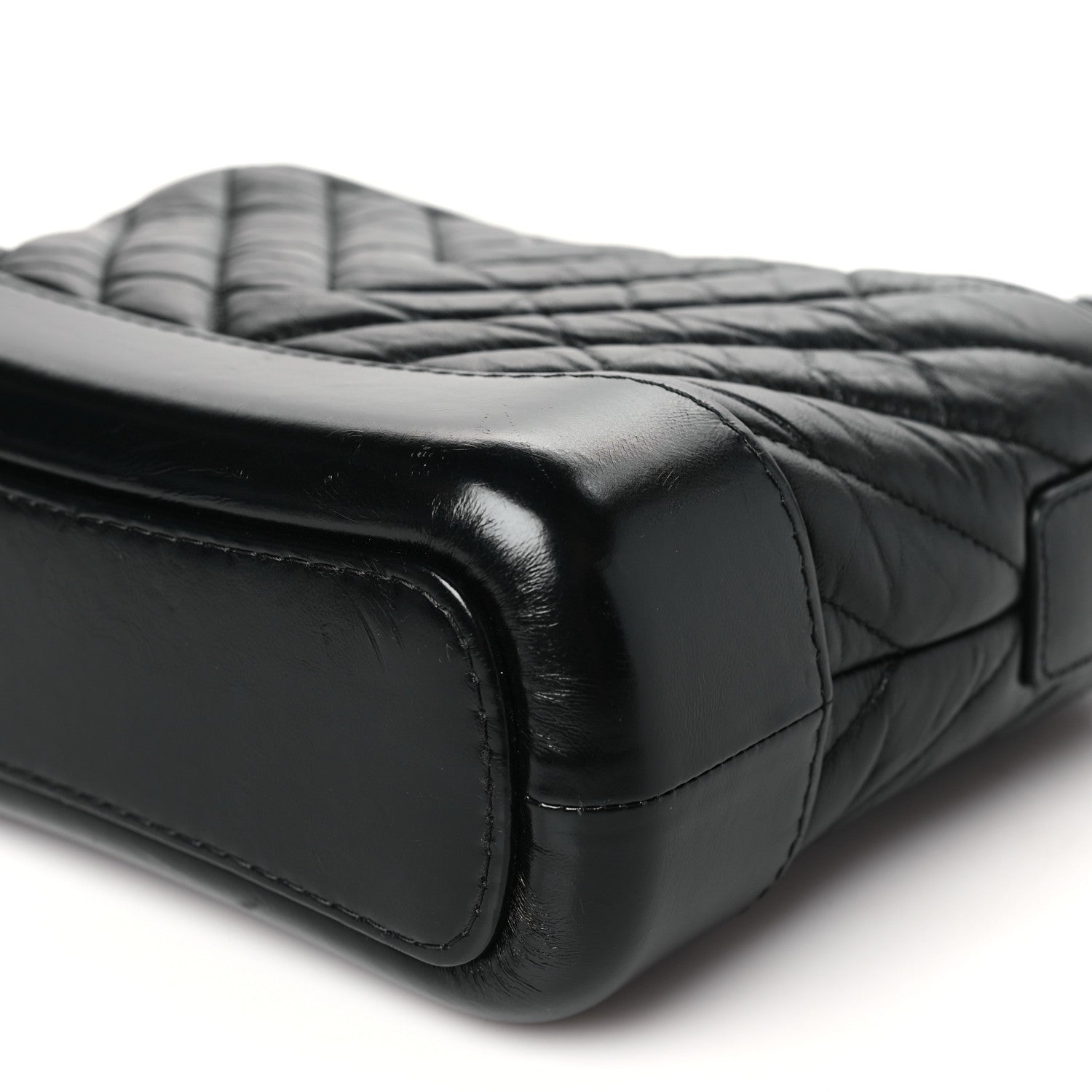 Aged Calfskin Chevron Quilted Small Gabrielle Hobo So Black