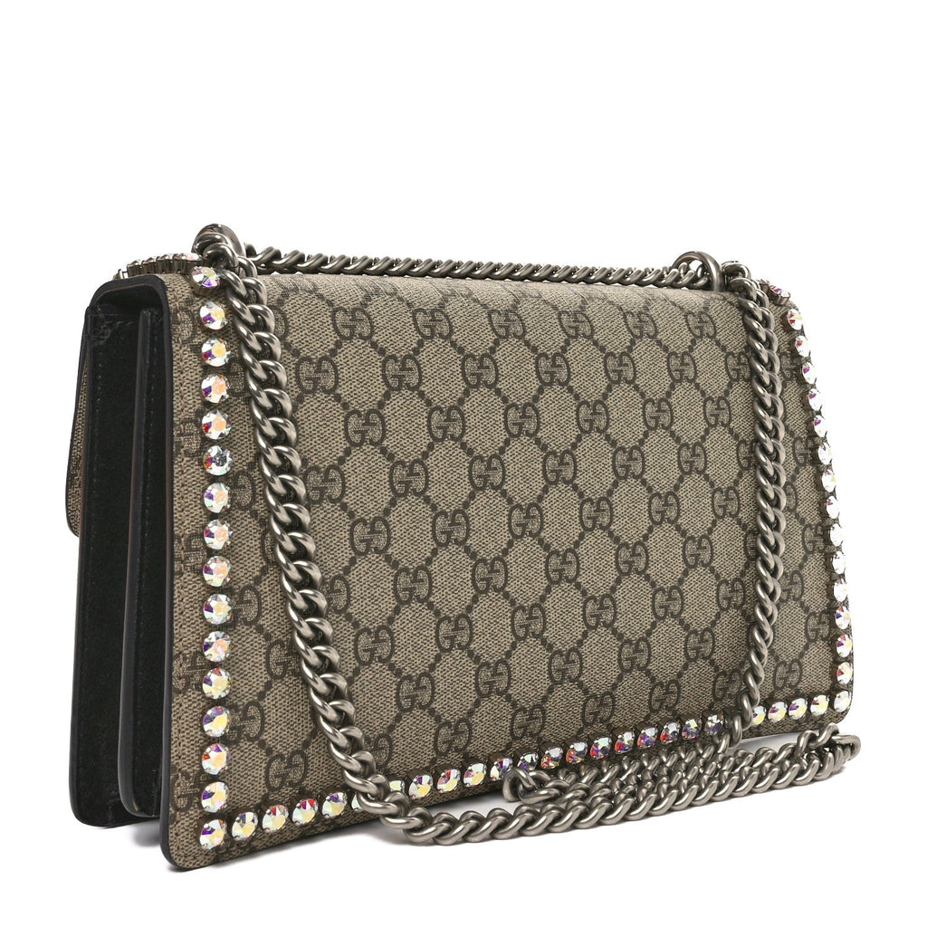 GG Supreme Monogram Crystal Small Dionysus Shoulder Bag Black