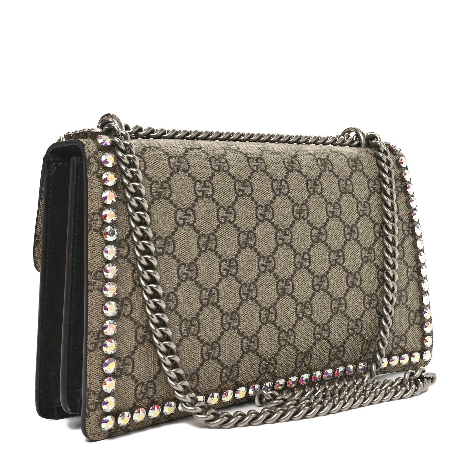 GG Supreme Monogram Crystal Small Dionysus Shoulder Bag Black