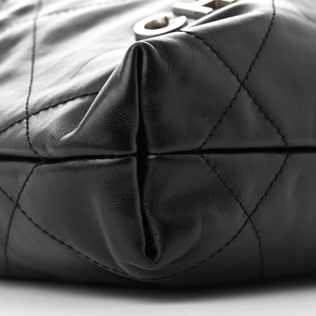 Shiny Calfskin Quilted Mini Chanel 22 Black