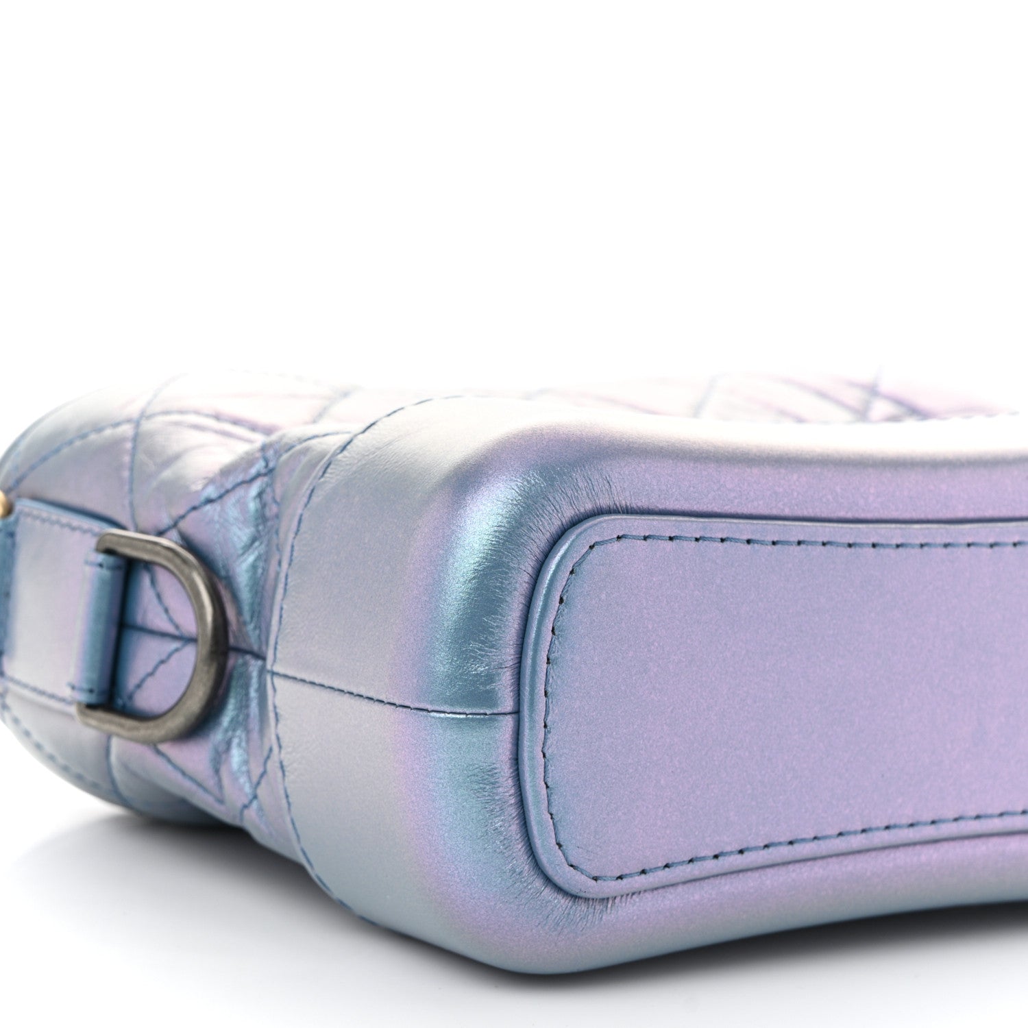 Iridescent Aged Calfskin Quilted Small Gabrielle Hobo Blue