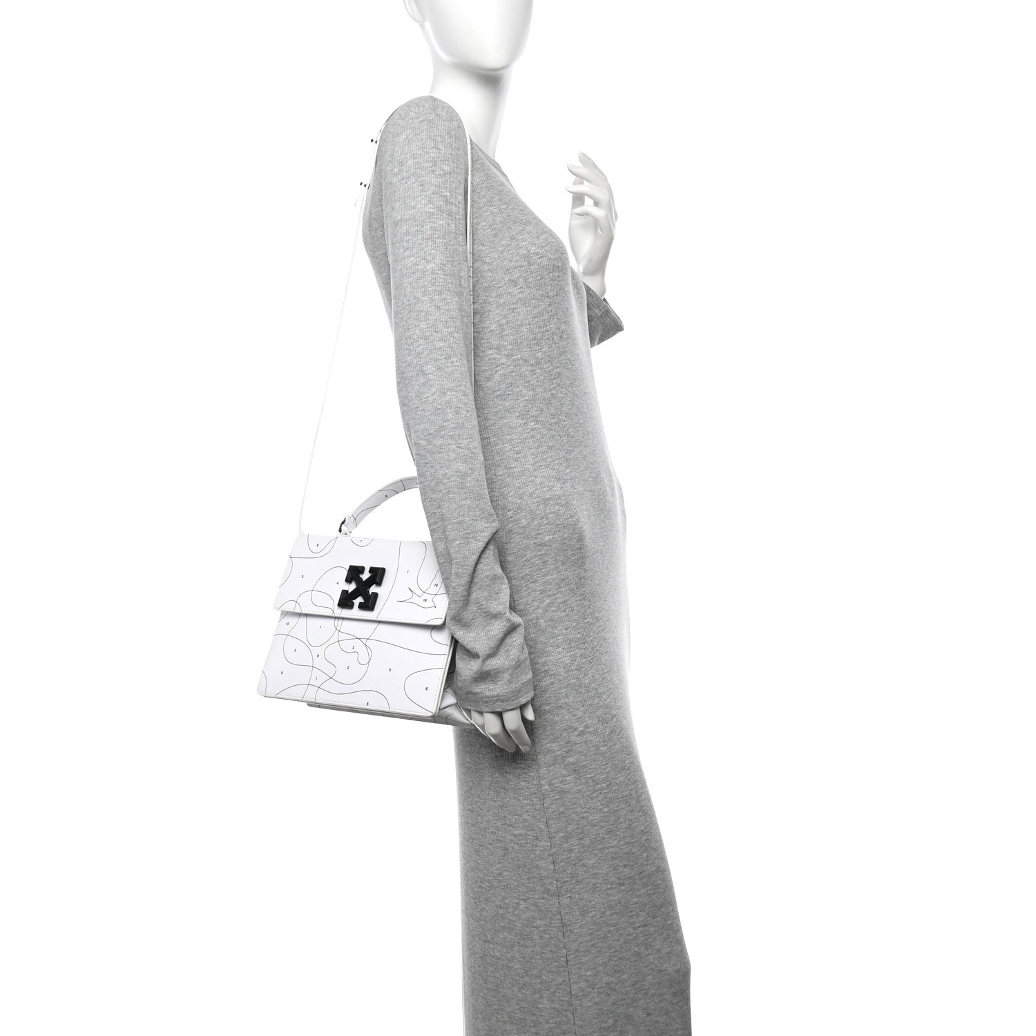 Calfskin Jitney 2.8 Puzzle Shoulder Bag White Black
