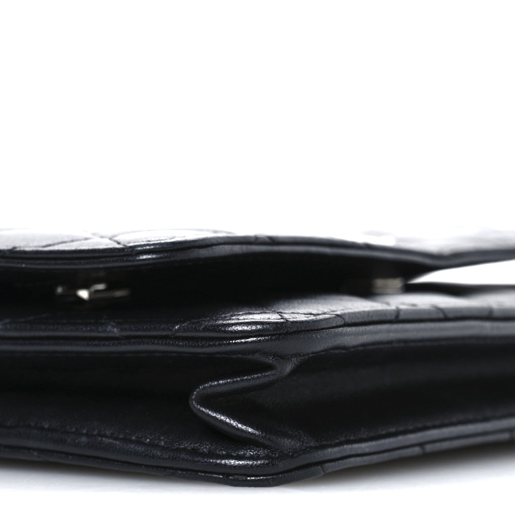 Lambskin Quilted Wallet On Chain WOC Black