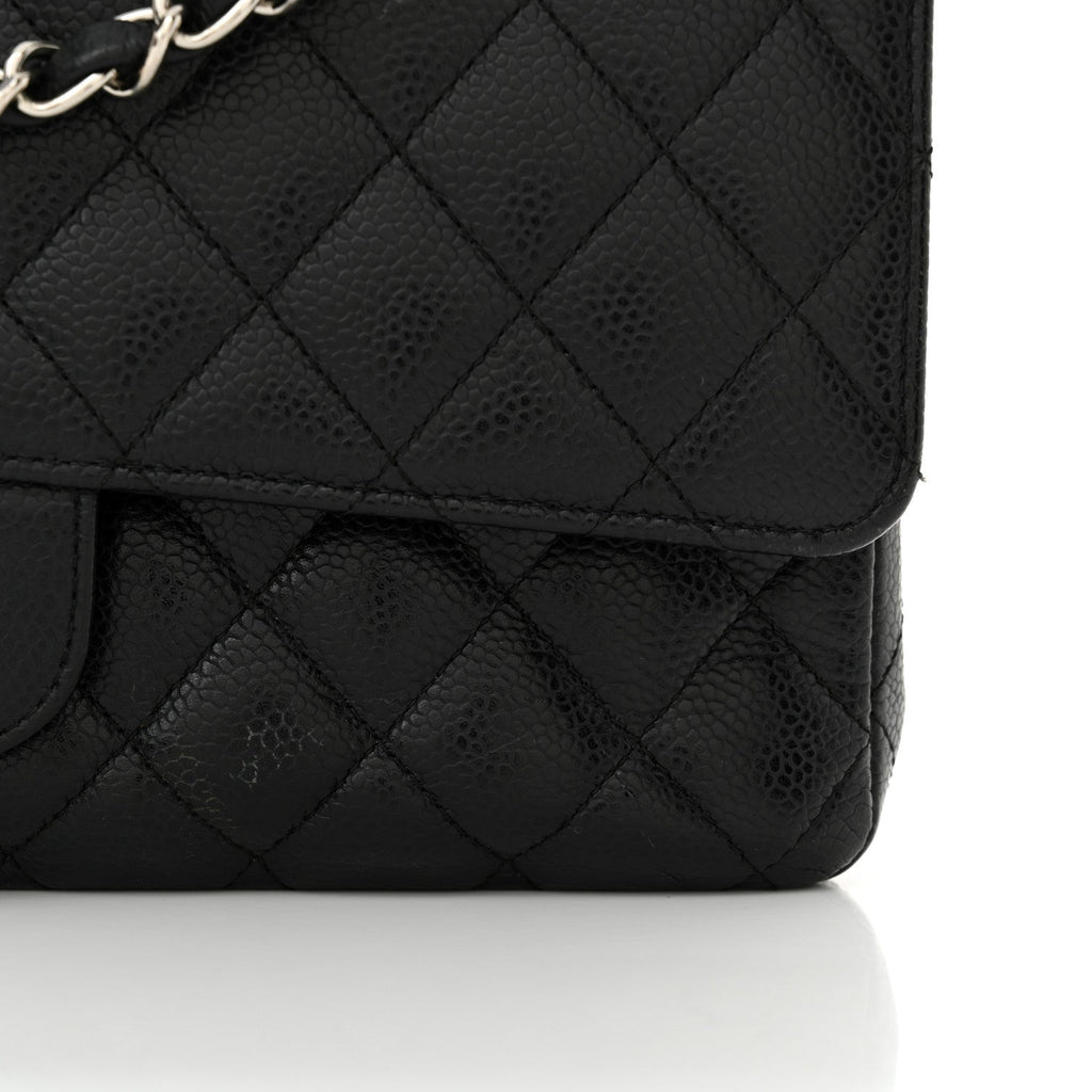 Caviar Quilted Medium Double Flap Black