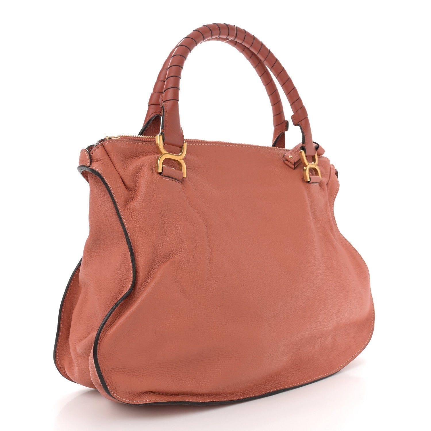 Calfskin Large Marcie Satchel Coral