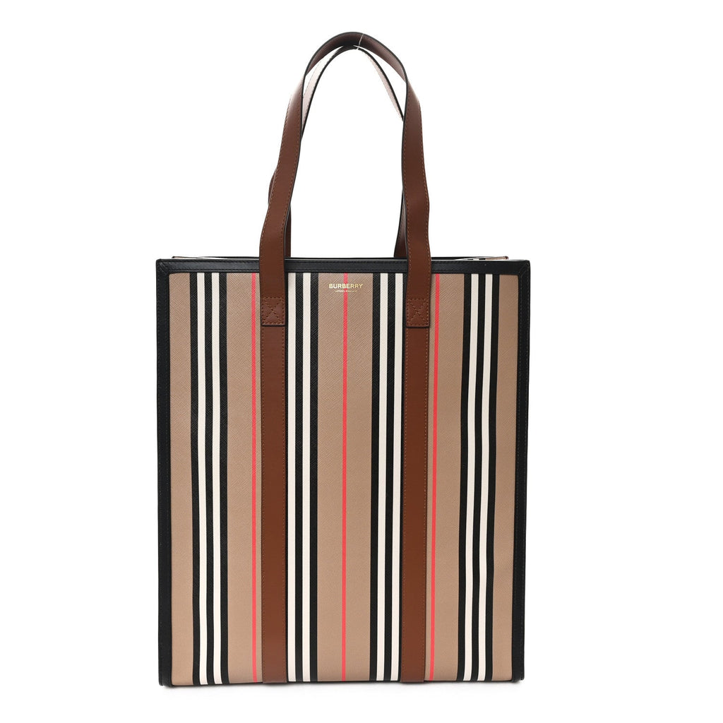 E-Canvas Stripe Book Tote Tan Archive Beige