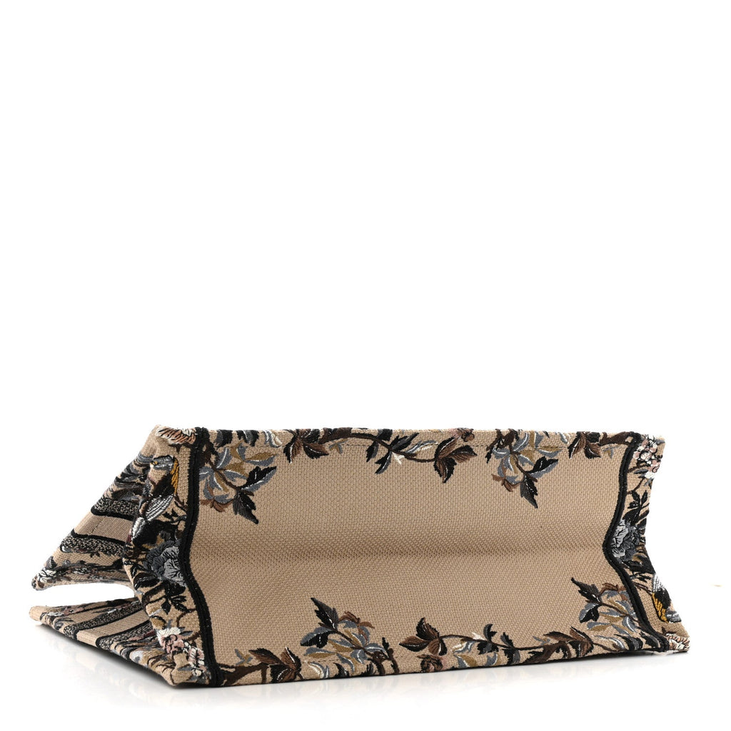 Canvas Embroidered Jardin D'Hiver Medium Book Tote Beige Multicolor