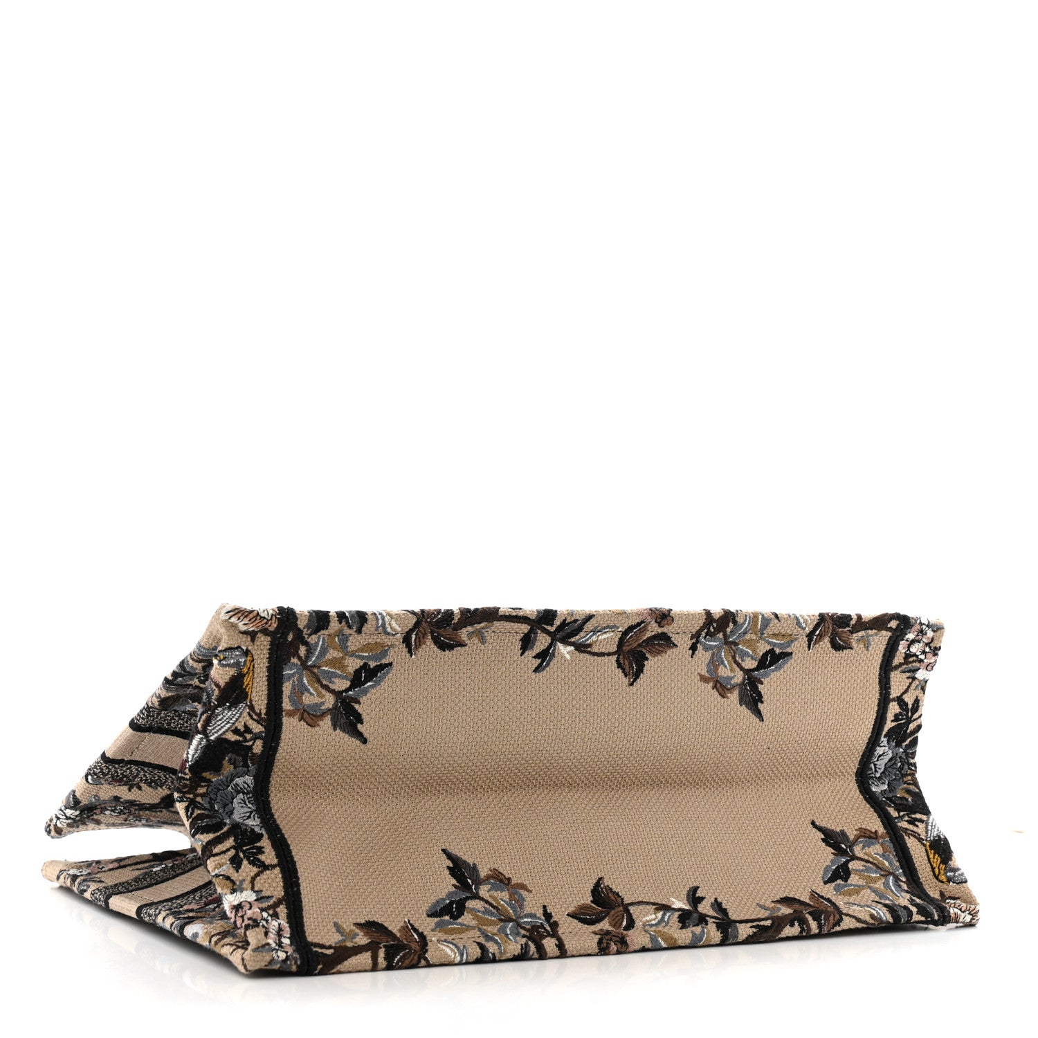 Canvas Embroidered Jardin D'Hiver Medium Book Tote Beige Multicolor