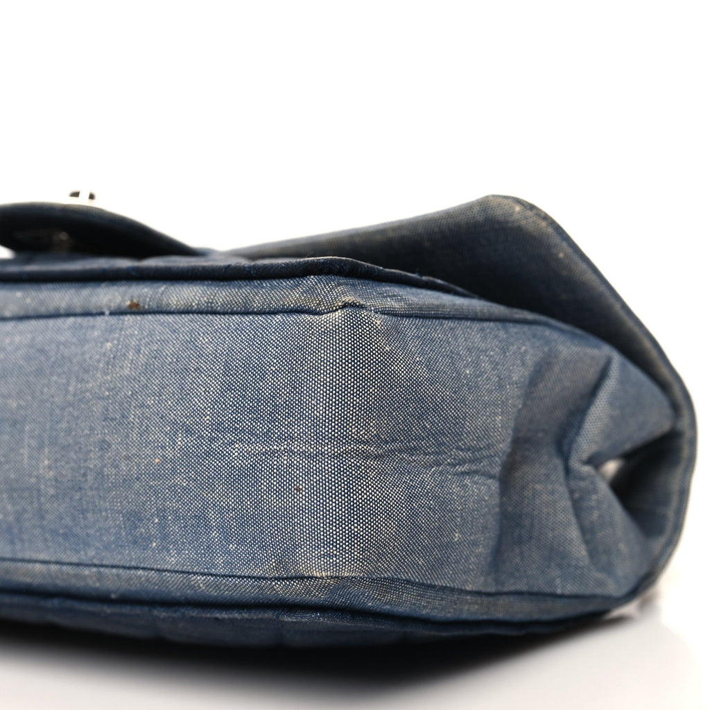 Denim Quilted Medium Graphic Flap Light Blue