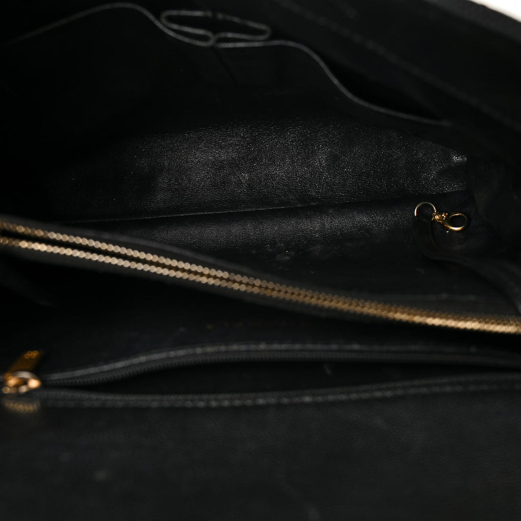 Caviar Lizard Quilted Large Coco Handle Flap Black