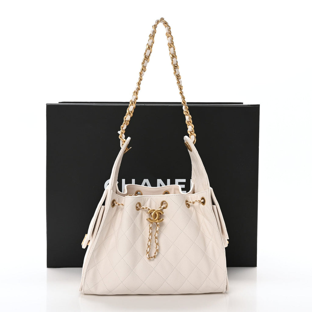 Caviar Quilted Small Chanel 25 Handbag White