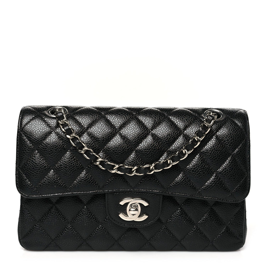 Caviar Quilted Small Double Flap Black