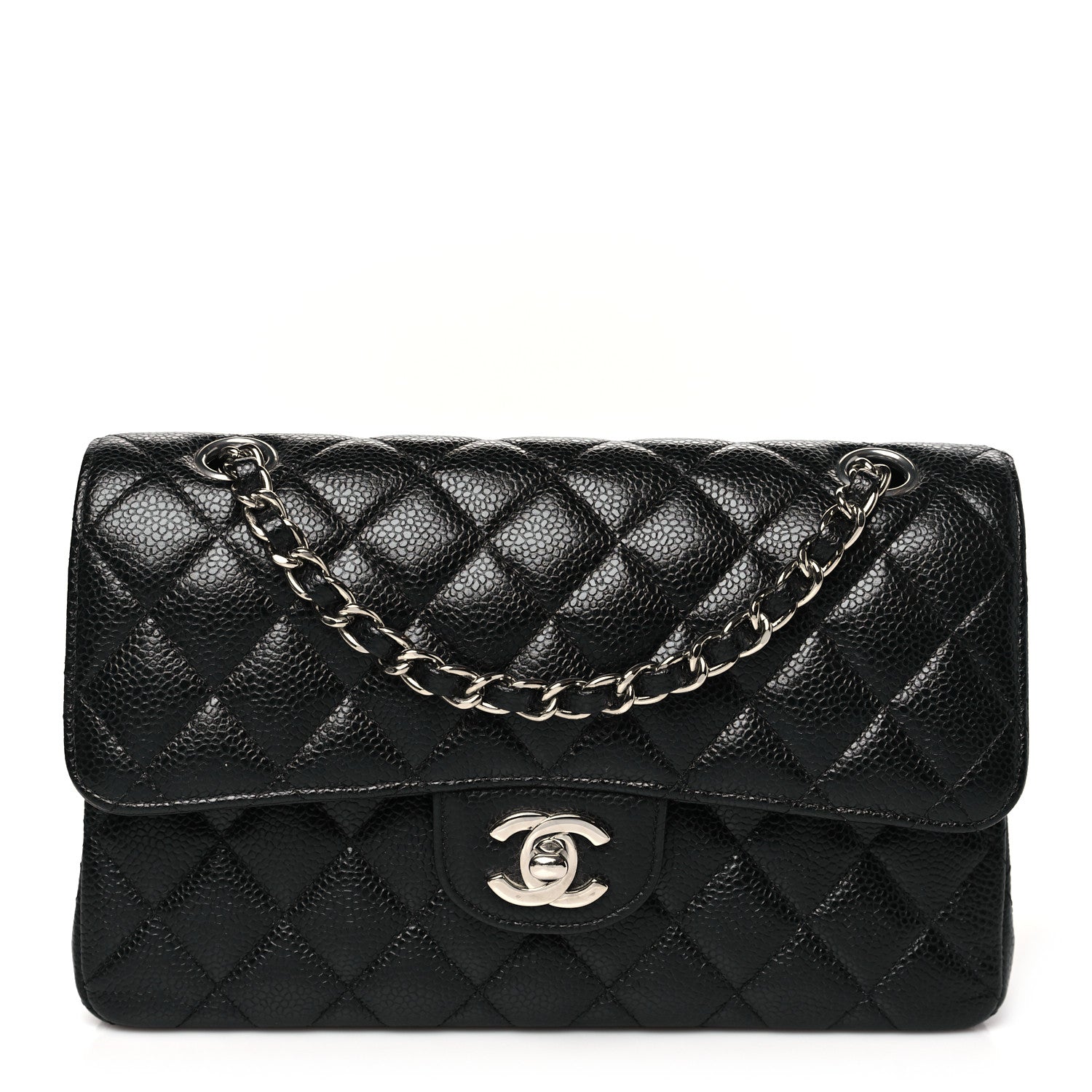 Caviar Quilted Small Double Flap Black