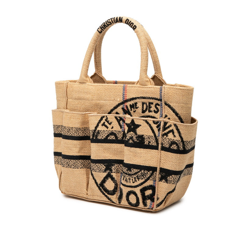 Dior Catherine Small Canvas Jute Tote Bag