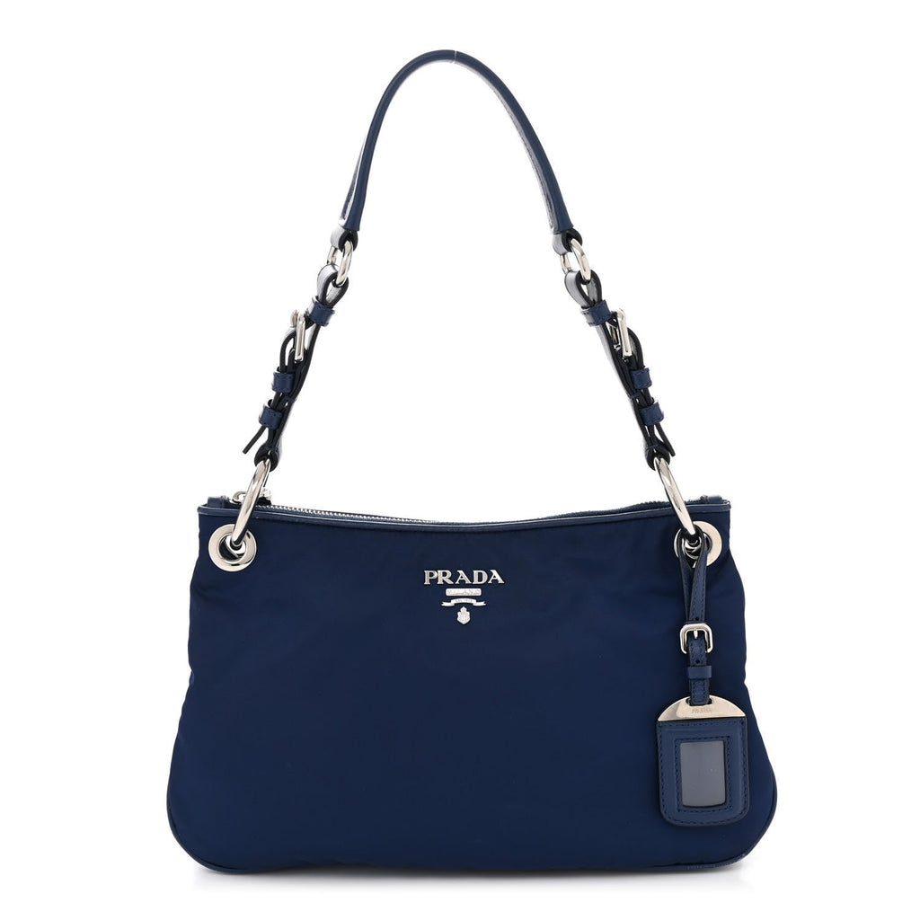 Tessuto Nylon Soft Calfskin Shoulder Bag Royal