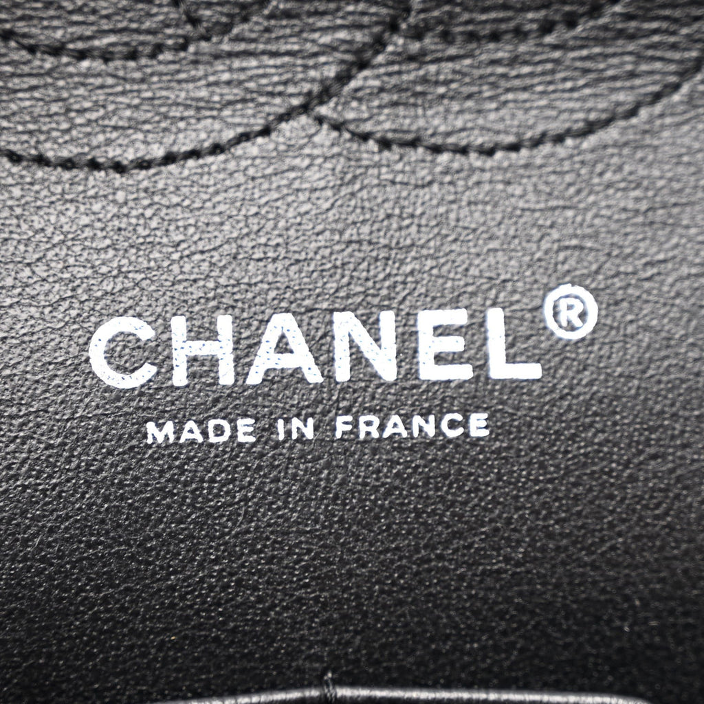 Patent Quilted Medium Double Flap Black