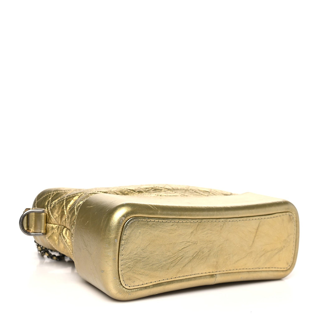 Metallic Aged Calfskin Quilted Medium Gabrielle Gold