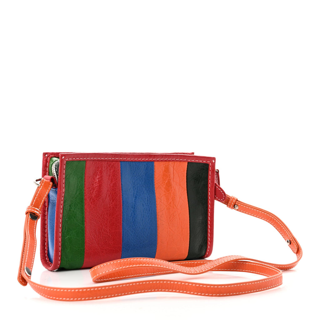 Veau Arena Multicolore Bazar Strap Clutch Vert Emeraude Black