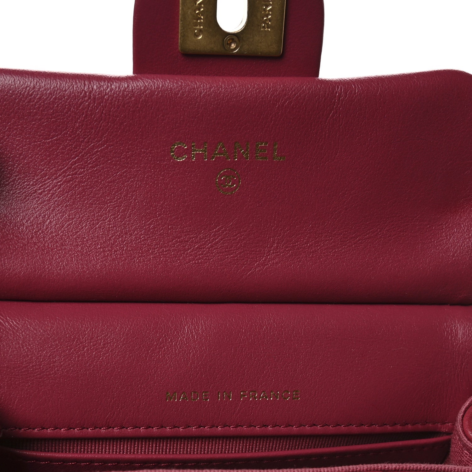 Calfskin Quilted Lady Handle Flap  Holder With Chain Dark Pink