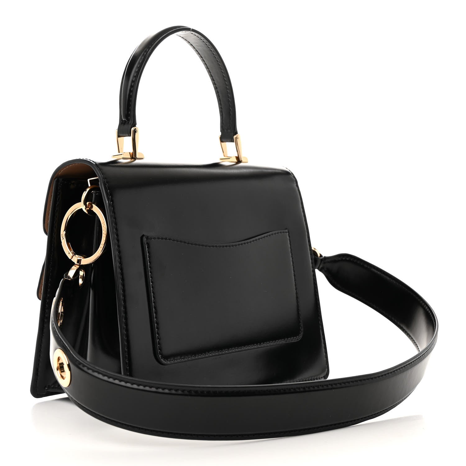 Shiny Calfskin Uptown Shoulder Bag Black