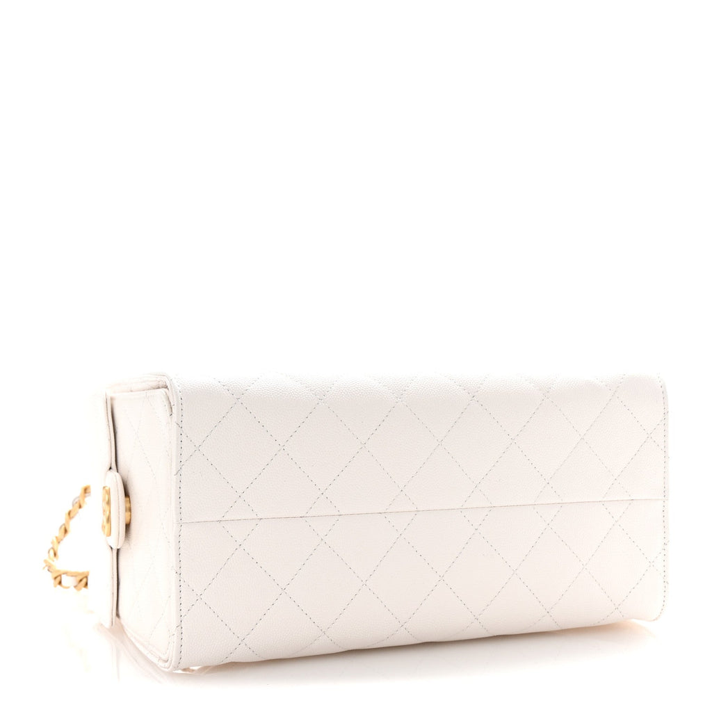Caviar Quilted Small Chanel 25 Handbag White