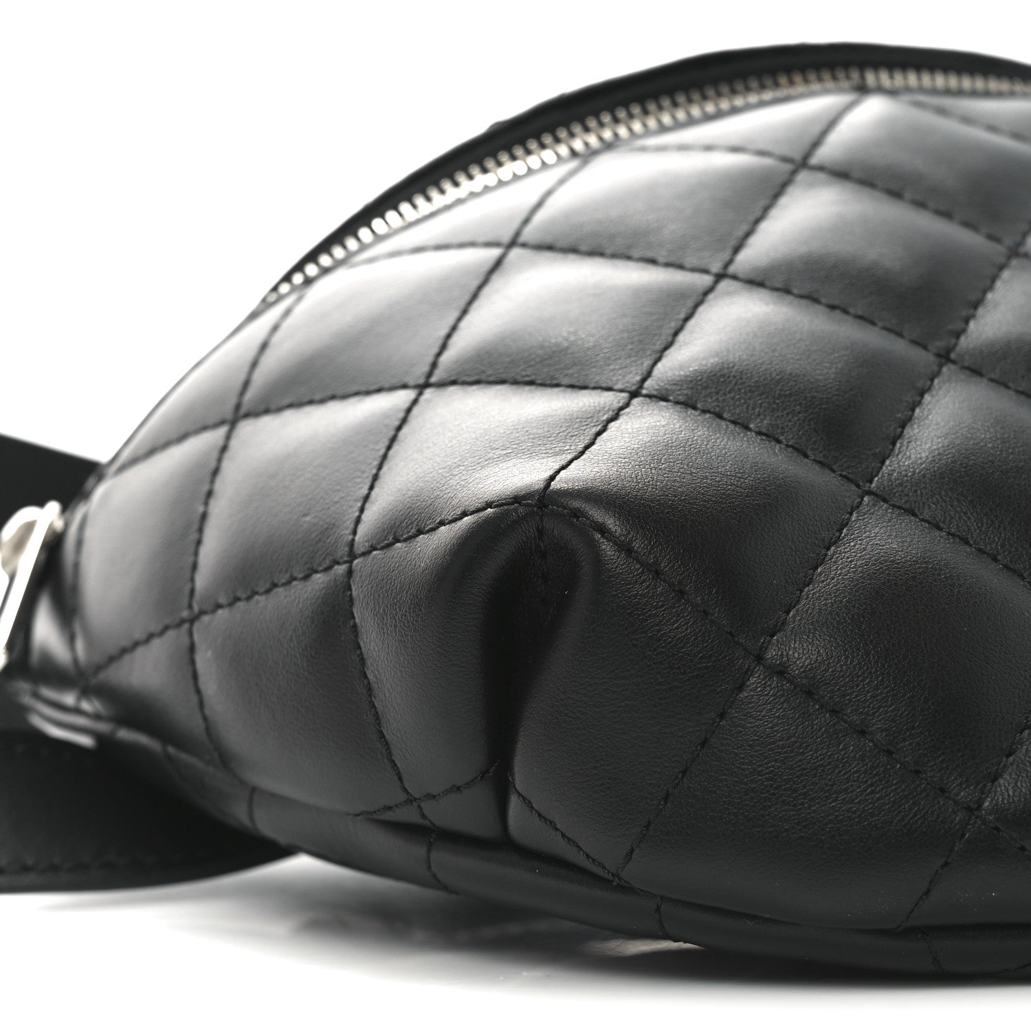 Calfskin Quilted Waist Belt Bag Black