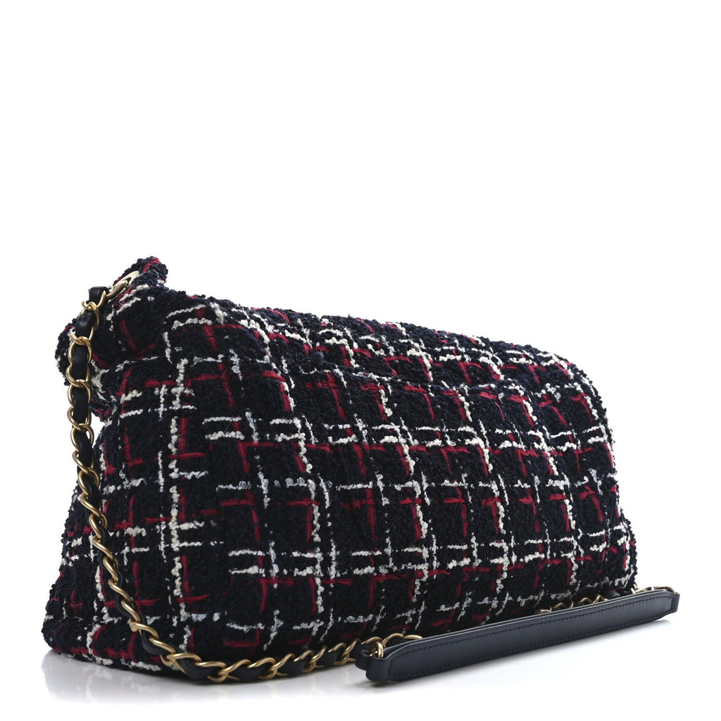 Tweed Calfskin Signe Hobo Navy Multicolor