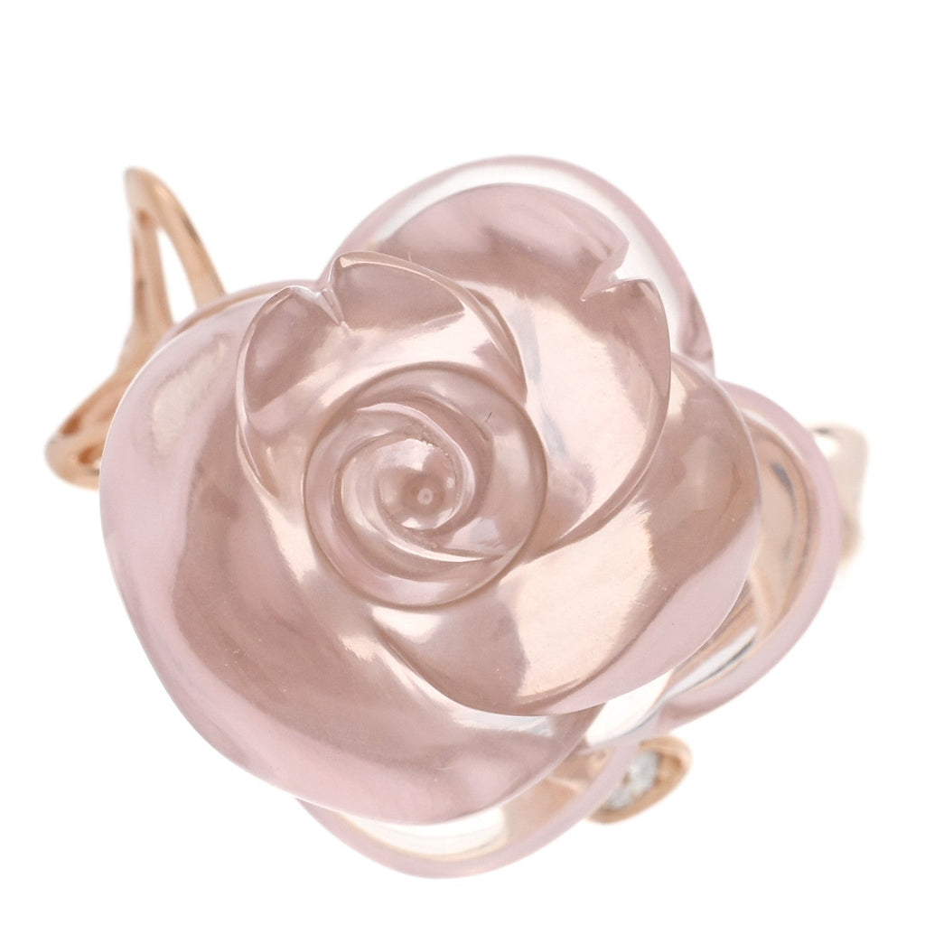 18K Pink Gold Diamond Rose Quartz Dior Pre Catelan Ring 50 5.25
