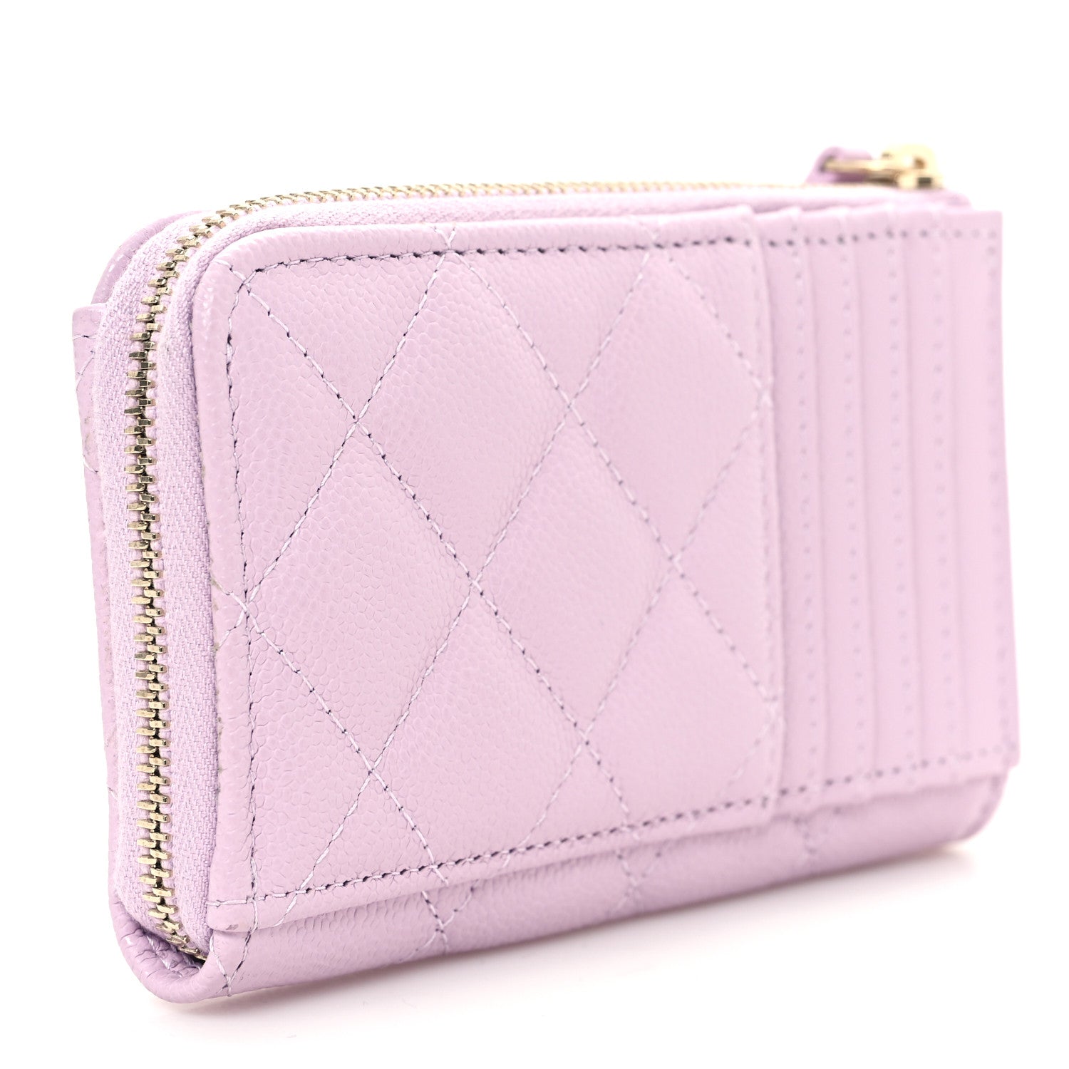 Caviar Quilted CC Zip Around  Holder Light Purple