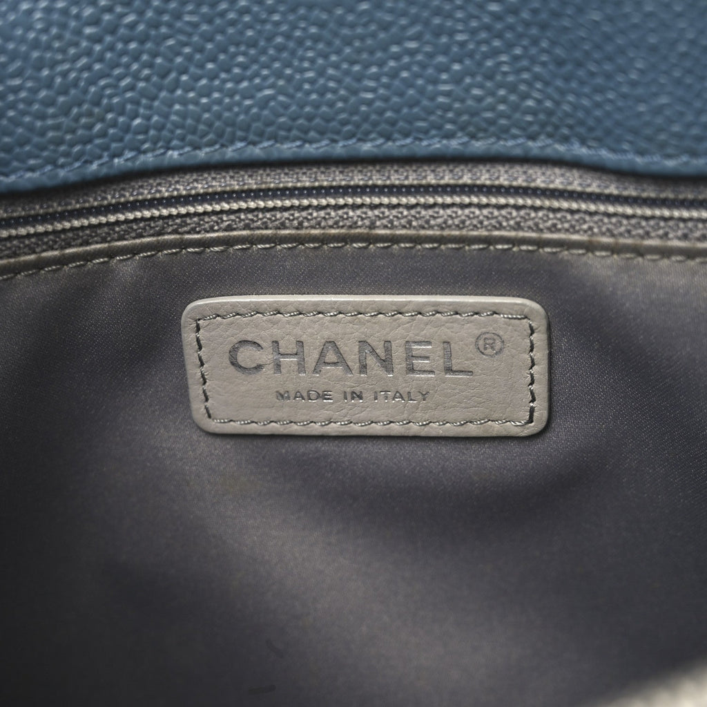 Caviar Quilted Grand Shopping Tote GST Dark Blue