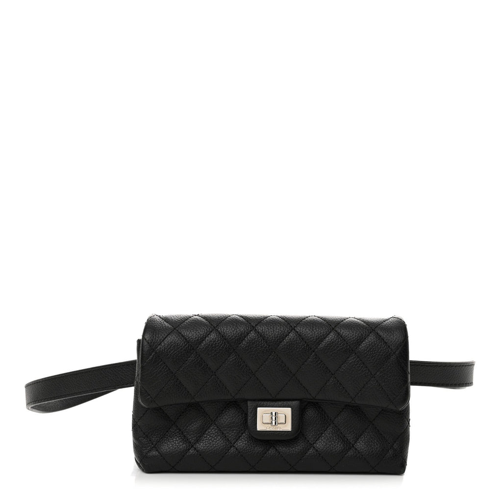 Grained Calfskin Quilted 2.55 Reissue Flap Belt Bag Clutch  Black