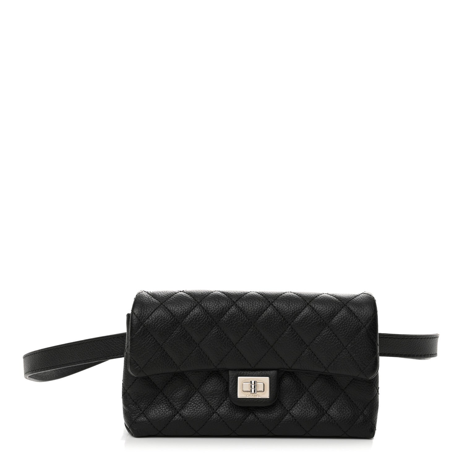 Grained Calfskin Quilted 2.55 Reissue Flap Belt Bag Clutch  Black