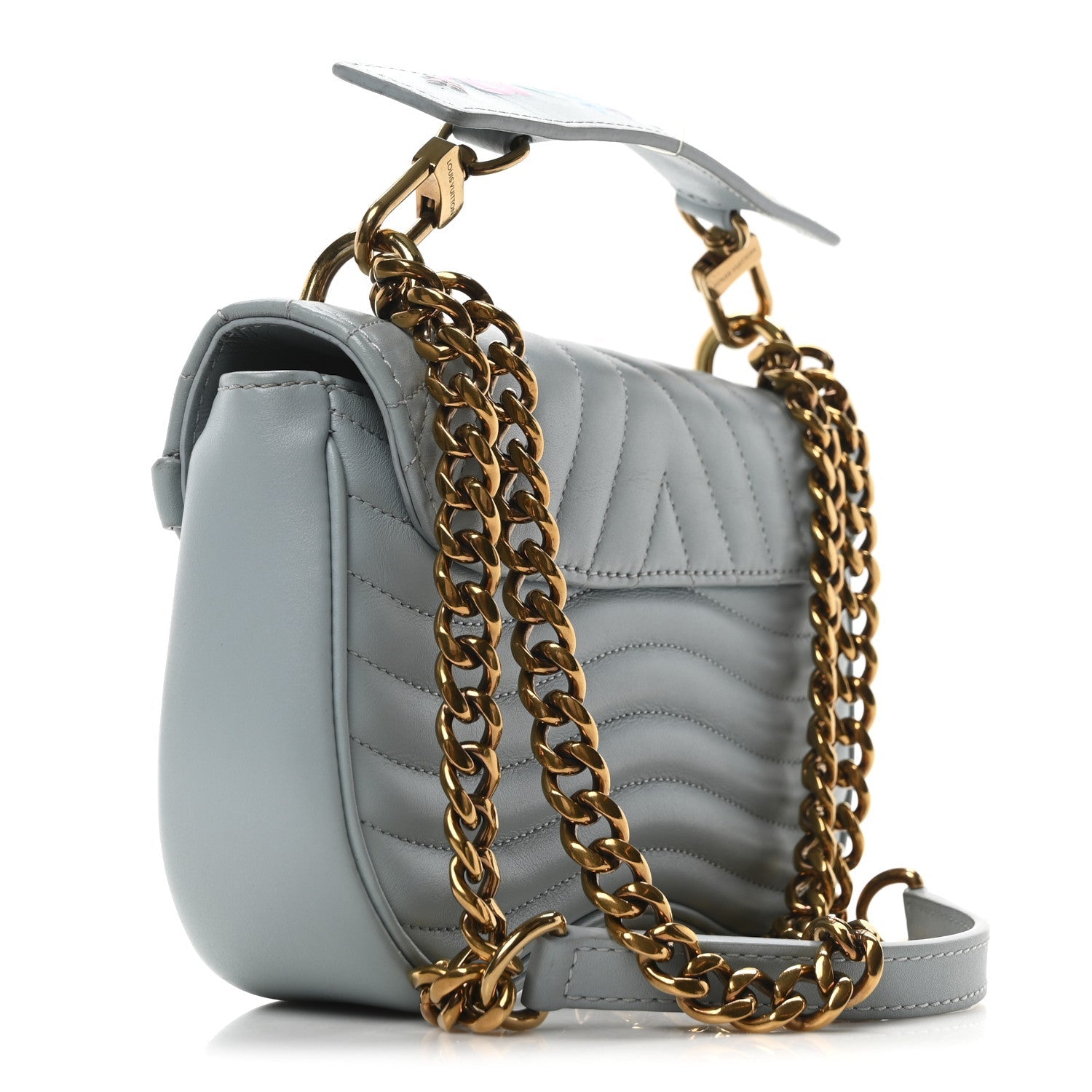 Calfskin New Wave Chain PM Porcelain Blue