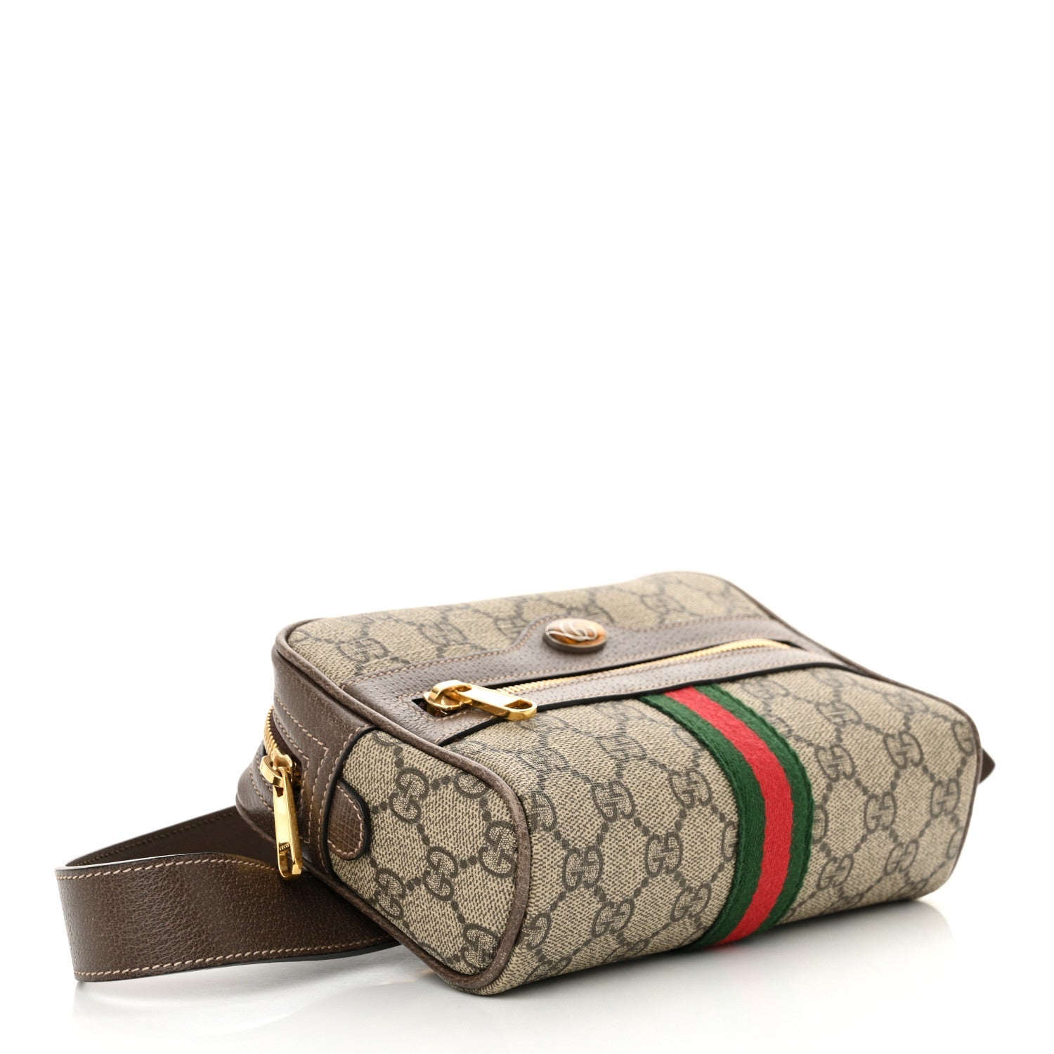 GG Supreme Monogram Web Small Ophidia Belt Bag 85 34 Dark Brown
