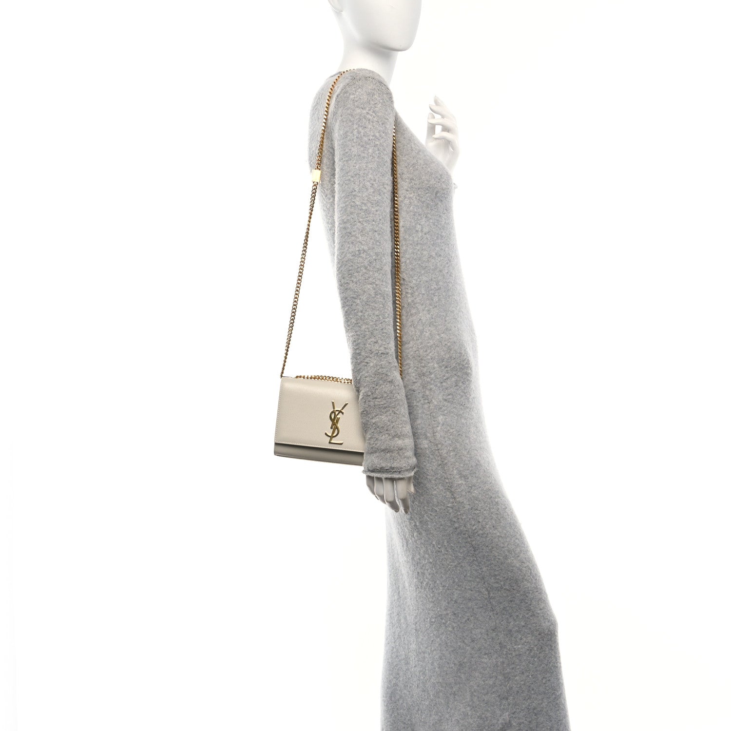 Grain De Poudre Small Monogram Kate Satchel Crema Soft