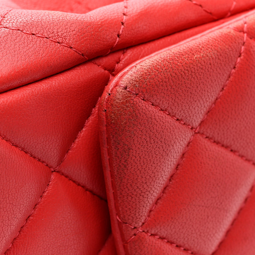 Lambskin Quilted Mini Rectangular Flap Red