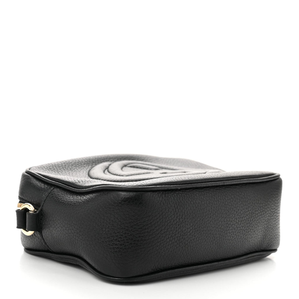 Pebbled Calfskin Small Soho Disco Bag Black