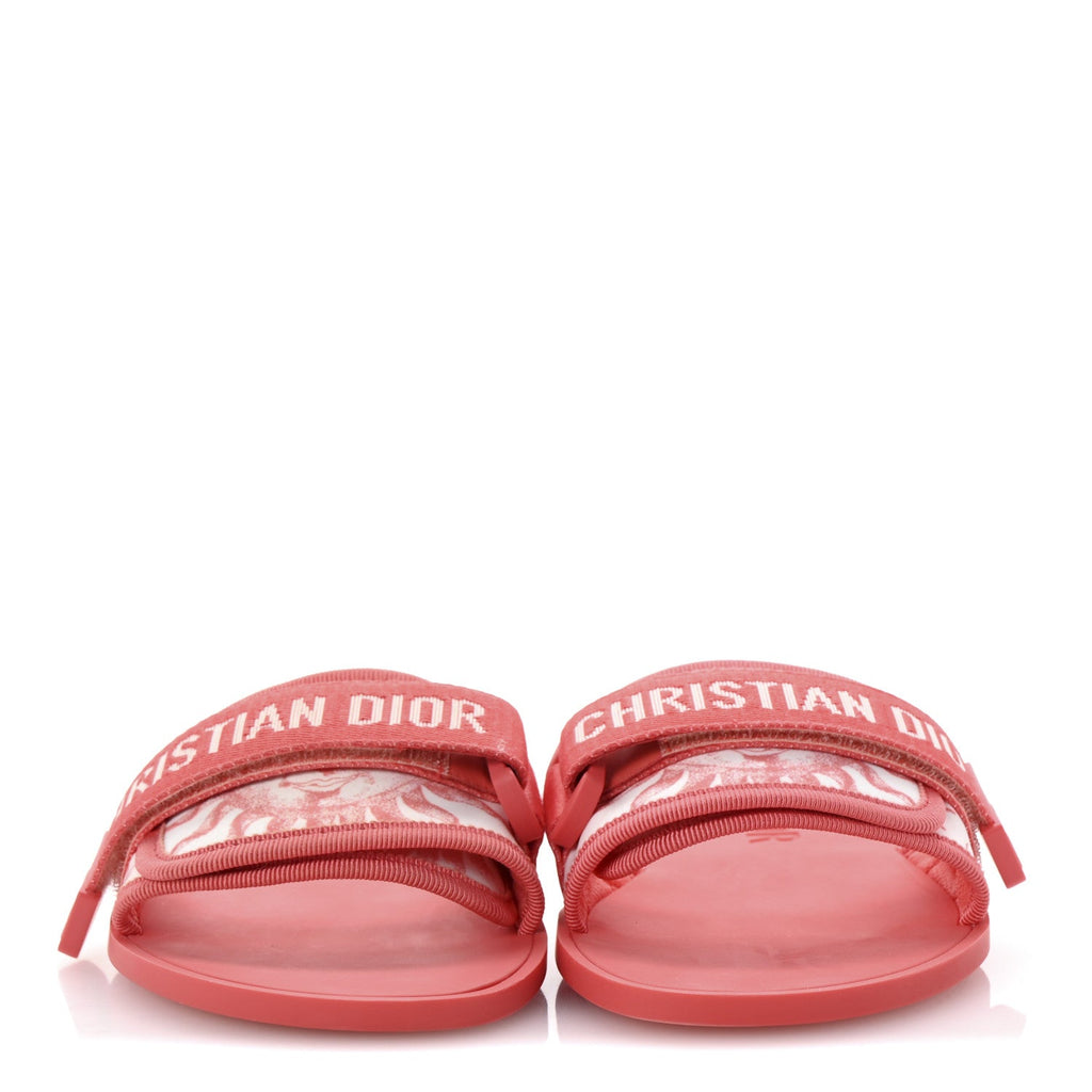 Technical Stretch Fabric Dio(r)evolution Toile De Jouy Slide Sandals 35 Coral