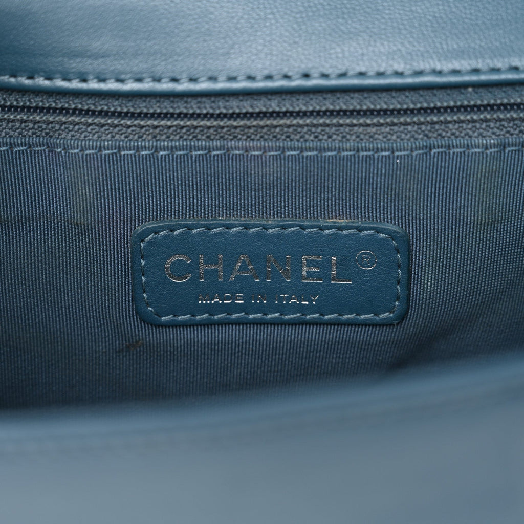 Lambskin Quilted New Medium Boy Flap Dark Blue