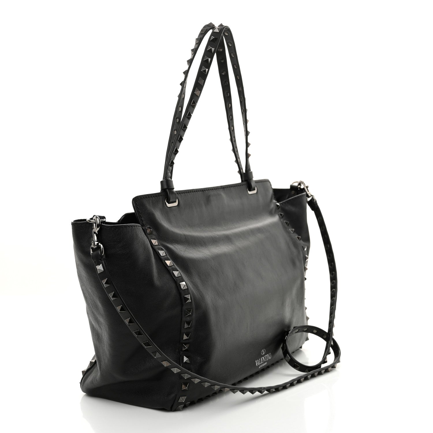 Vitello Medium Rockstud Tote Black